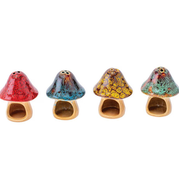 2.75" Small Glazed Mushroom Cone Ceramic Incense Burner - Assorted Colours