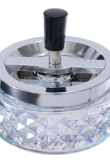 4.75" Iridescent Gem-cut Glass Spinning Ashtray