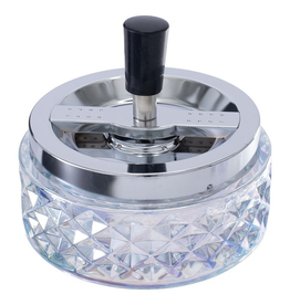 4.75" Iridescent Gem-cut Glass Spinning Ashtray