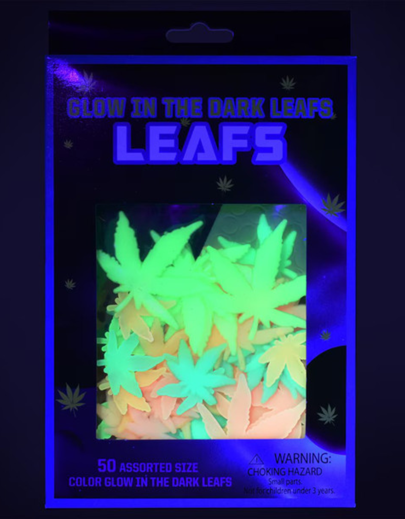 Hemp Leaves Glow In The Dark Wall Stickers - 50 Pack