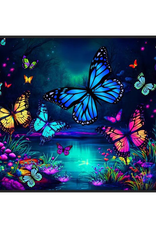 Butterfly World Black Light Reactive Wall Tapestry - 81"x53"
