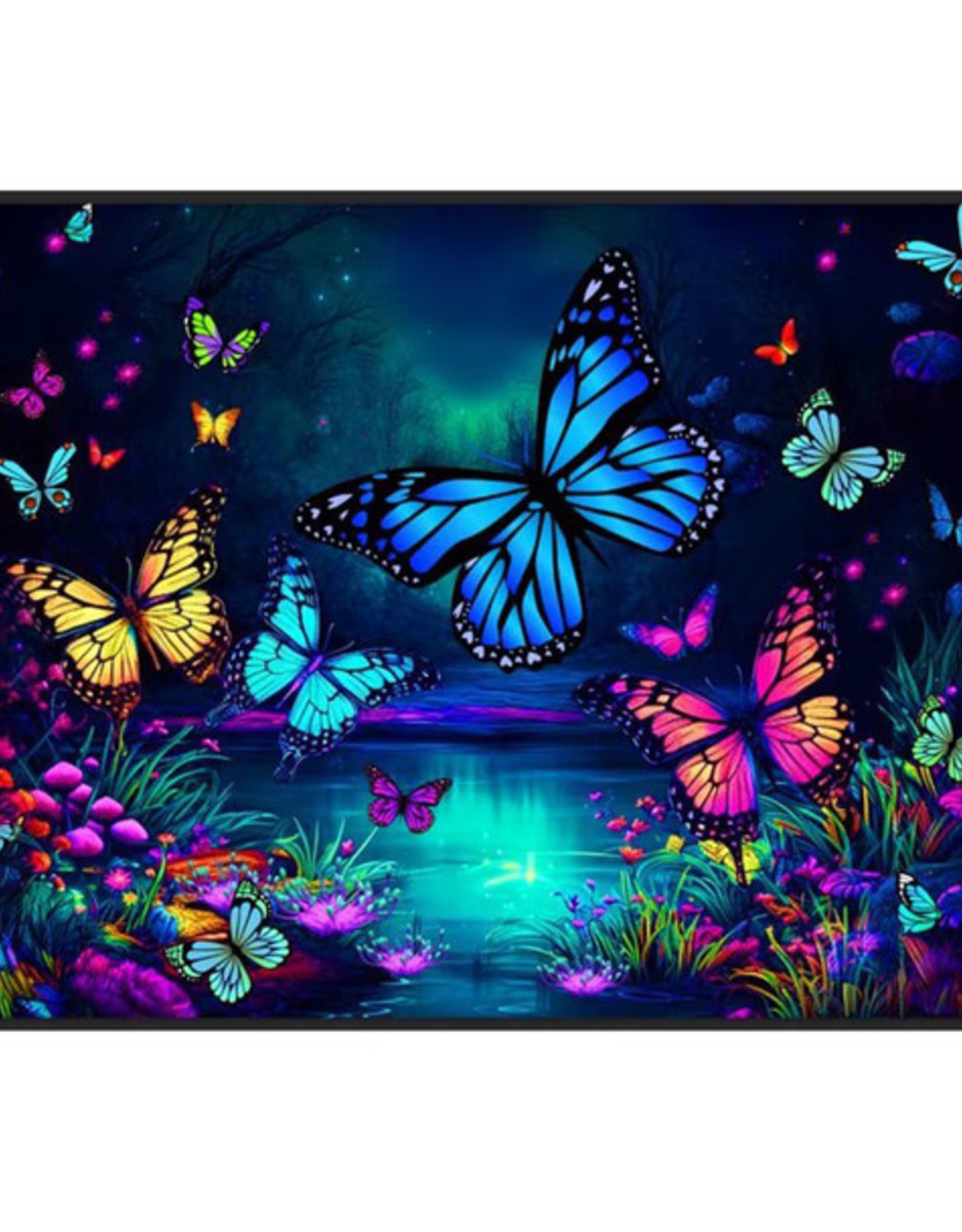Butterfly World Black Light Reactive Wall Tapestry - 81"x53"
