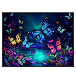 Butterfly World Black Light Reactive Wall Tapestry - 81"x53"