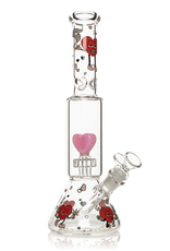 Red Eye Glass 12" Dual Chamber Smokin' Hearts Water Pipe