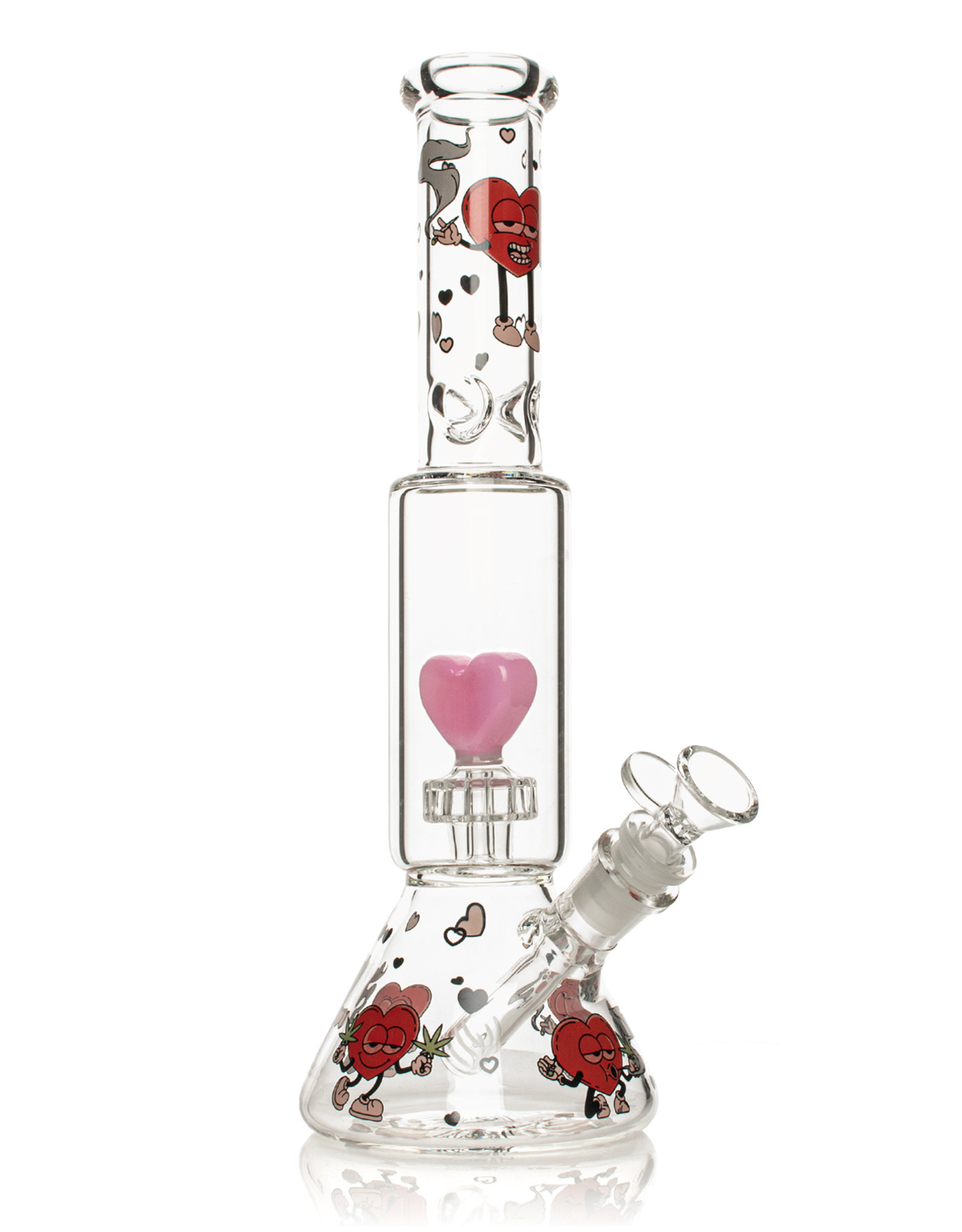Red Eye Glass 12" Dual Chamber Smokin' Hearts Water Pipe