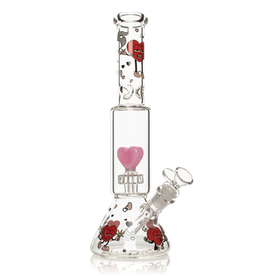 Red Eye Glass 12" Dual Chamber Smokin' Hearts Water Pipe