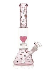 Red Eye Glass 12" Dual Chamber Floating Hearts Water Pipe by Red Eye Glass