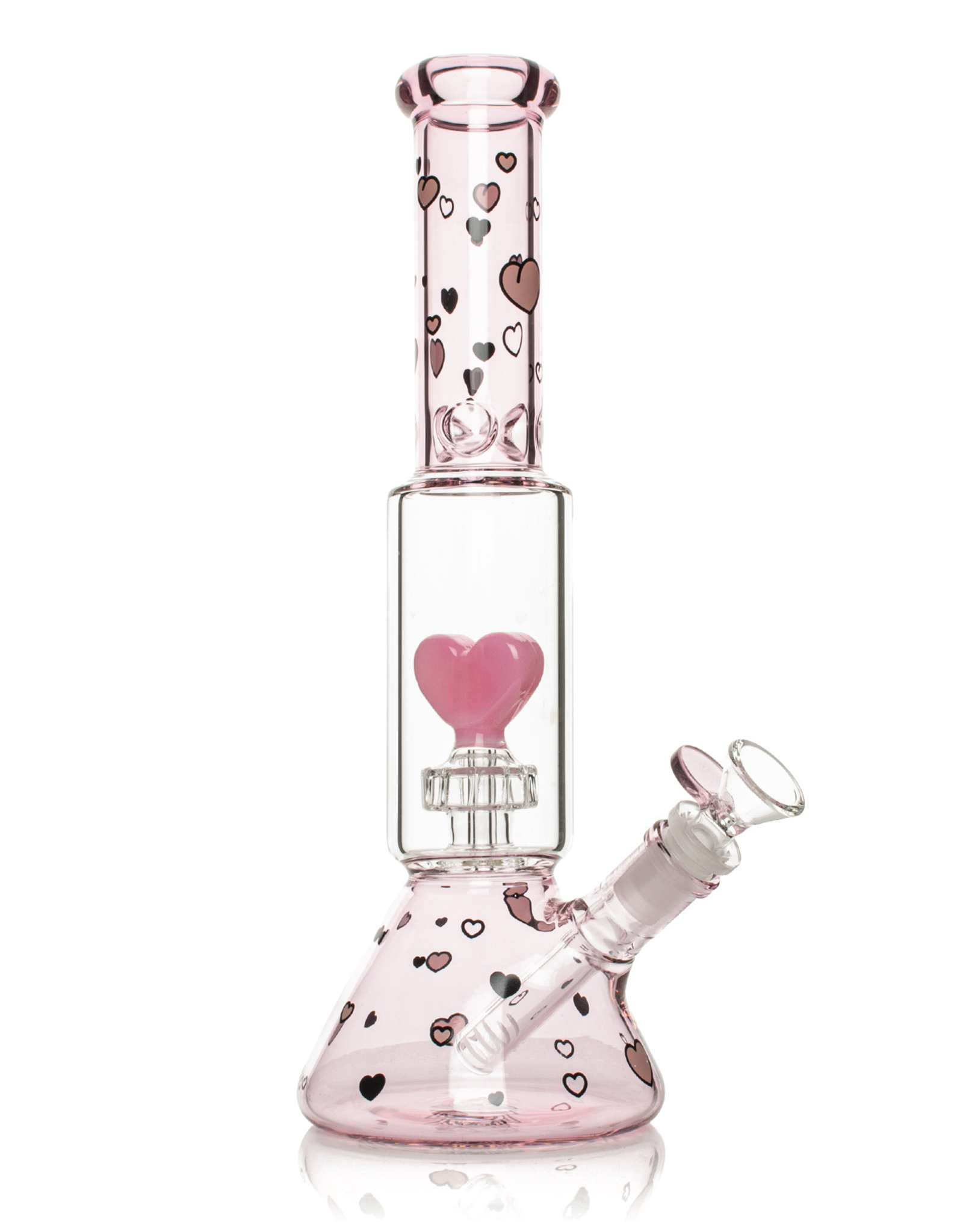 Red Eye Glass 12" Dual Chamber Floating Hearts Water Pipe by Red Eye Glass