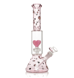 Red Eye Glass 12" Dual Chamber Floating Hearts Water Pipe by Red Eye Glass