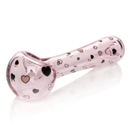 Red Eye Glass 4.5" Floating Hearts Hand Pipe by Red Eye Glass