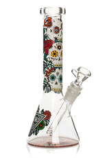 Red Eye Glass 10" Sugar Skull Glow-in-the-Dark Beaker by Red Eye Glass