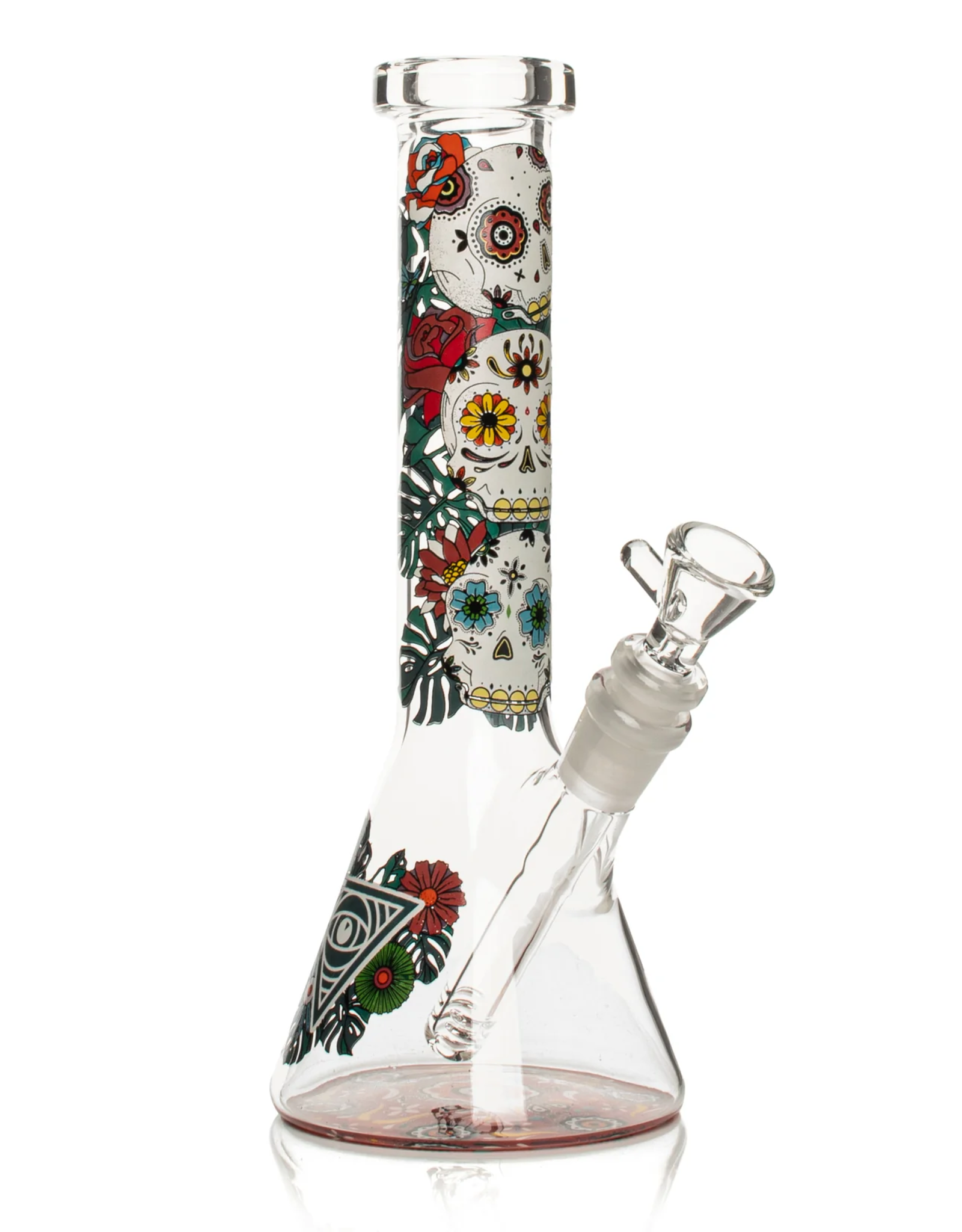 Red Eye Glass 10" Sugar Skull Glow-in-the-Dark Beaker by Red Eye Glass