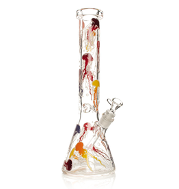 15" 7mm Thick Jellyfish Glow-in-the-Dark Beaker by Red Eye Glass