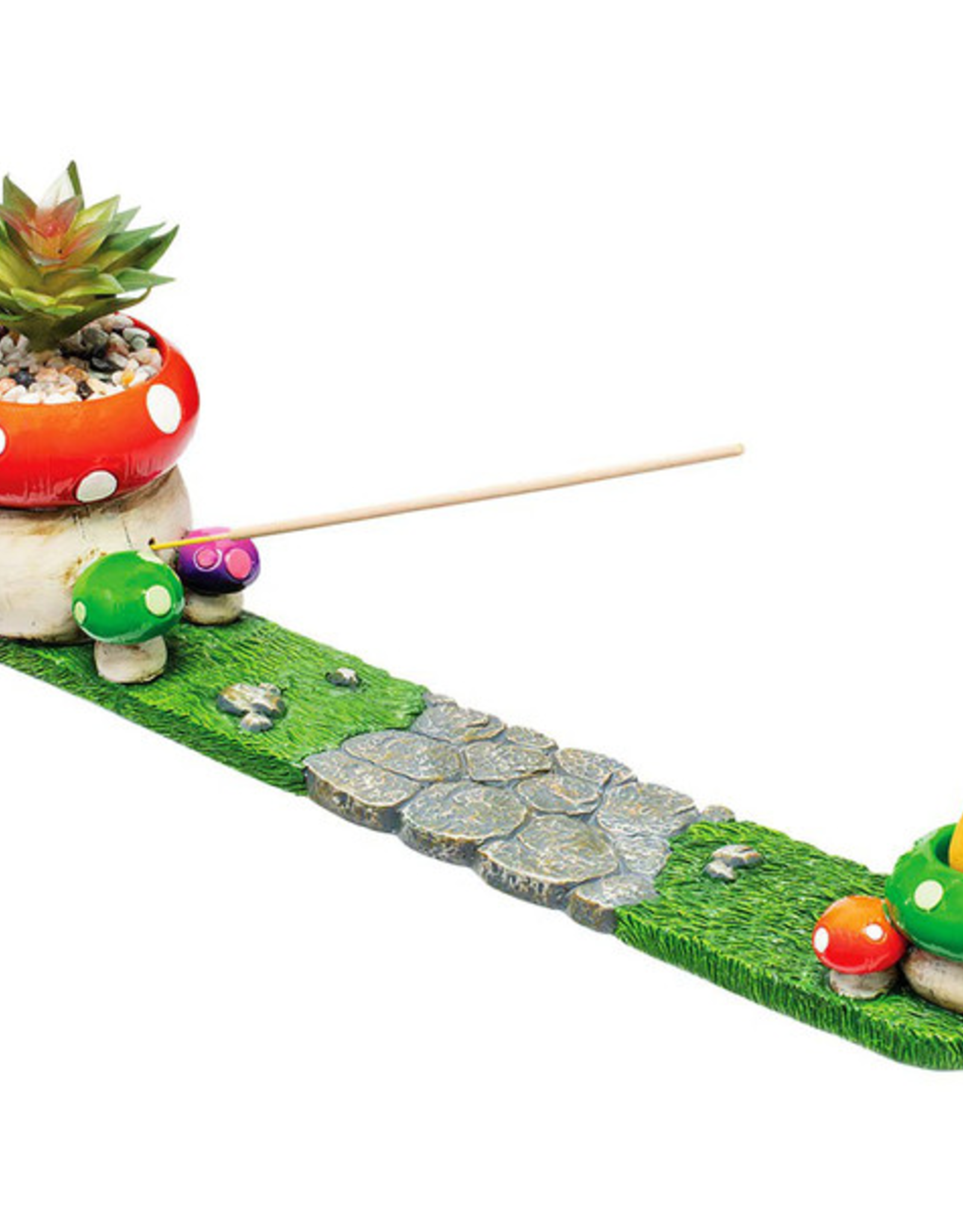 Fujima Mushroom Incense Burner with Faux Plant - 12.5"