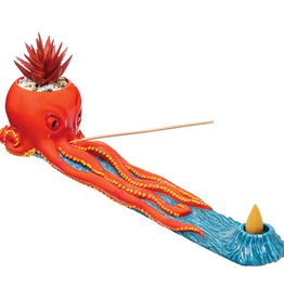 Fujima Octopus Incense Burner with Faux Plant - 12.5"