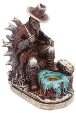 Fujima Skeleton Cowboy Polyresin Incense or Tealight Holder - 8.25"