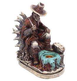 Fujima Skeleton Cowboy Polyresin Incense or Tealight Holder - 8.25"
