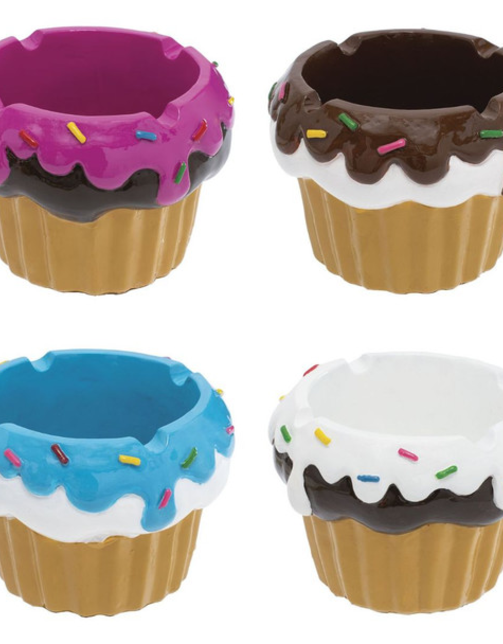 Cupcake Polystone Ashtray - 3.25" / Assorted Colours