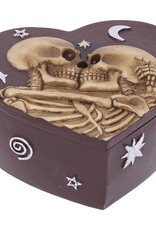 Skeleton Love Heart-Shaped Polyresin Stash Box - 5.3"x4.7"
