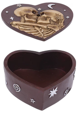 Skeleton Love Heart-Shaped Polyresin Stash Box - 5.3"x4.7"