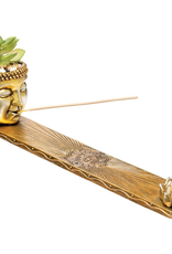 Buddha Incense Burner with Faux Plant - 12.5"