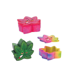 Stoned Hemp Leaf Polyresin Stash Box - 3.5" x 3.5" / Assorted Colours