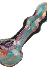 Gold Fumed Wigwag Glass Pipe - 3.5" / Colours Vary