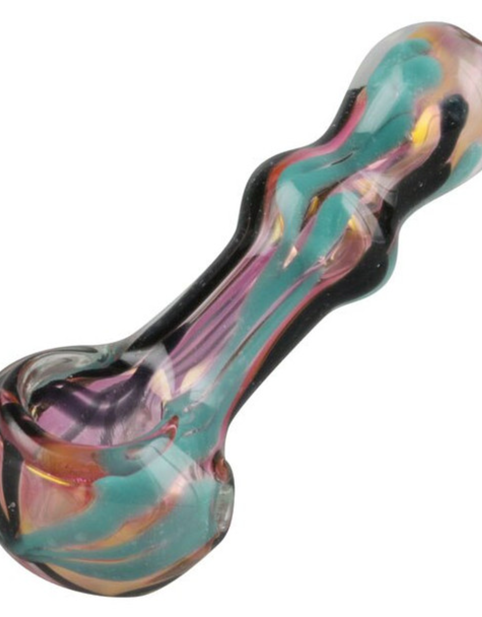 Gold Fumed Wigwag Glass Pipe - 3.5" / Colours Vary