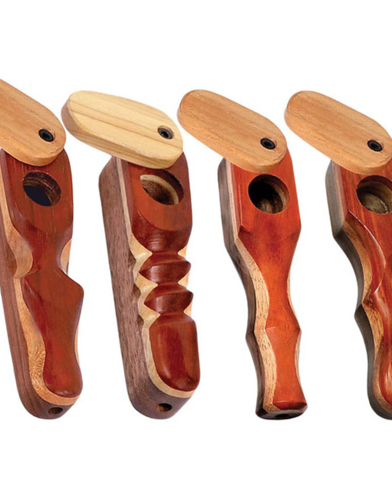 Padauk Wood Pipe w/ Swivel Lid - 3.75" / Styles Vary