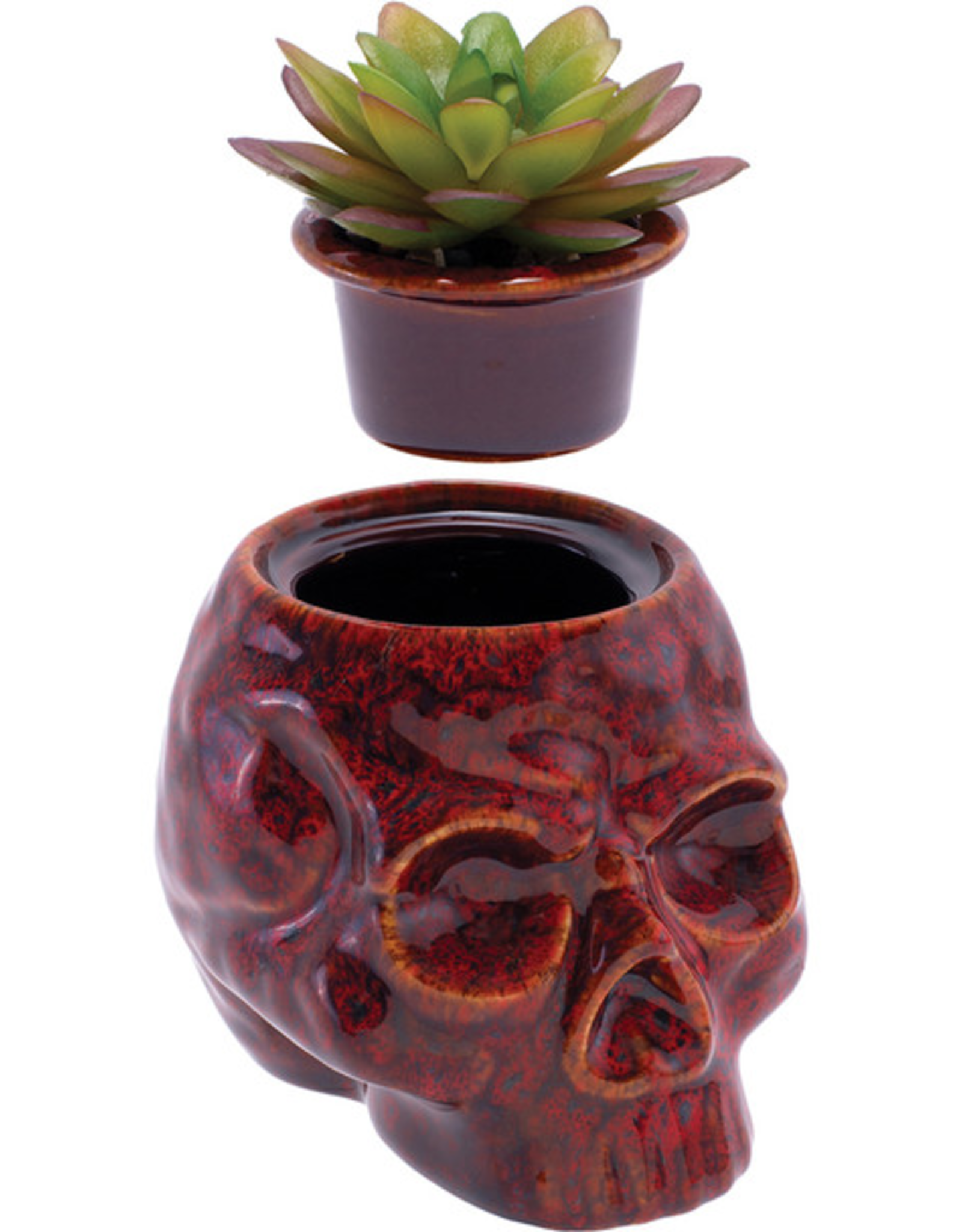 Red Skull Planter Ceramic Stash Jar - 4.5"