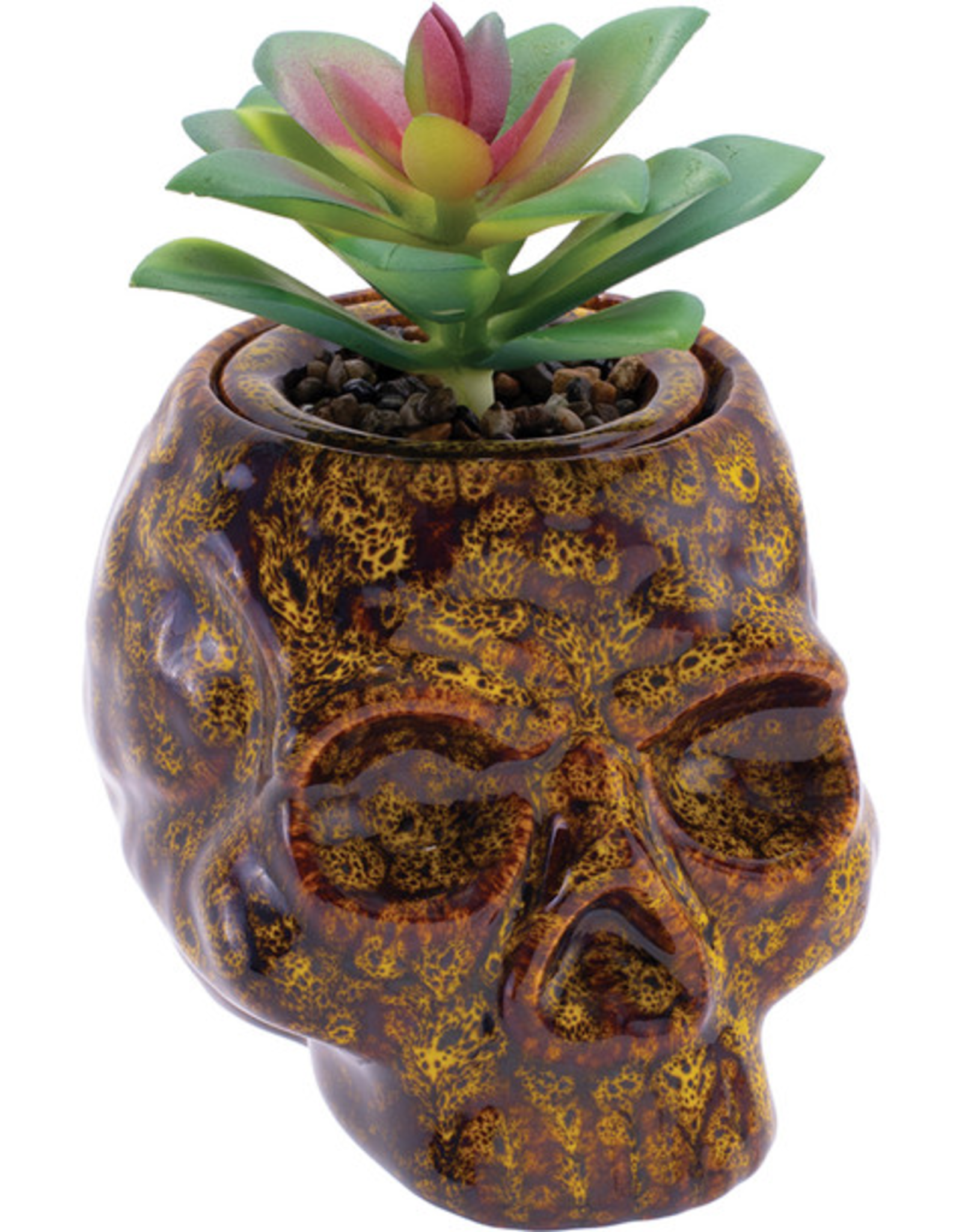 Yellow Skull Planter Ceramic Stash Jar - 4.5"