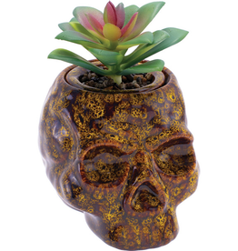 Yellow Skull Planter Ceramic Stash Jar - 4.5"