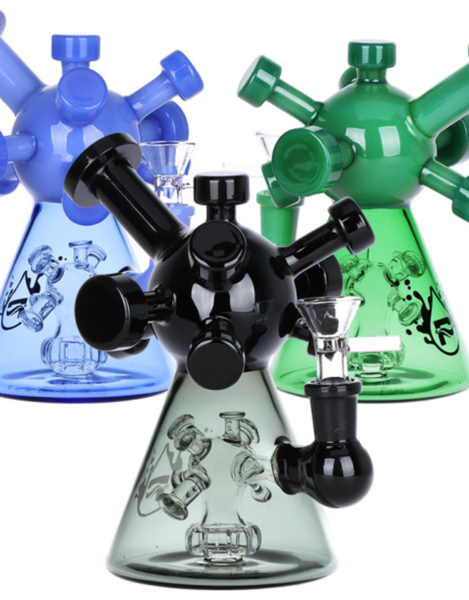 Pulsar 7" Molecule Glass Water Pipe by Pulsar - Assorted Colours