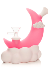 6.5" Pink Glow-In-The-Dark Moon Water Pipe w/Glass Pull-Out