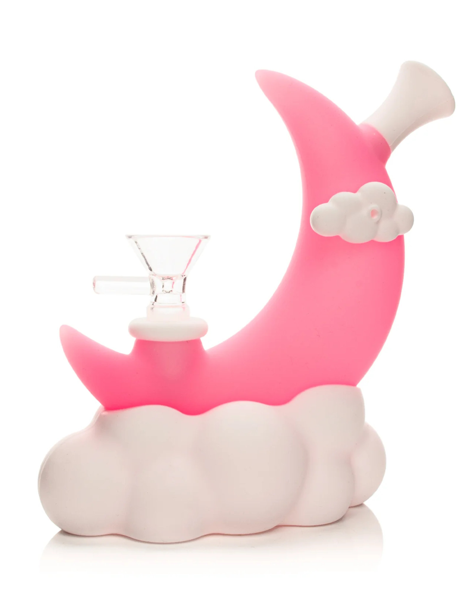 6.5" Pink Glow-In-The-Dark Moon Water Pipe w/Glass Pull-Out