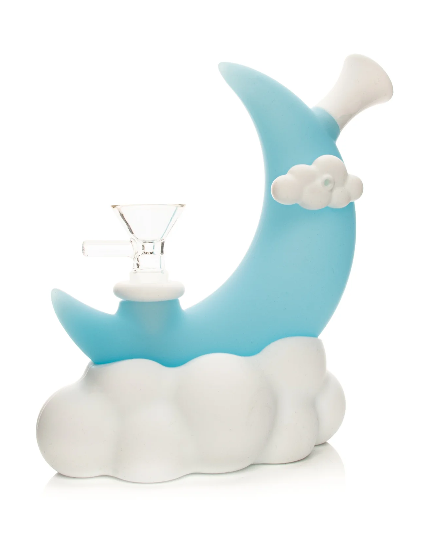 6.5" Tall Blue Glow-In-The-Dark Moon Water Pipe w/Glass Pull-Out