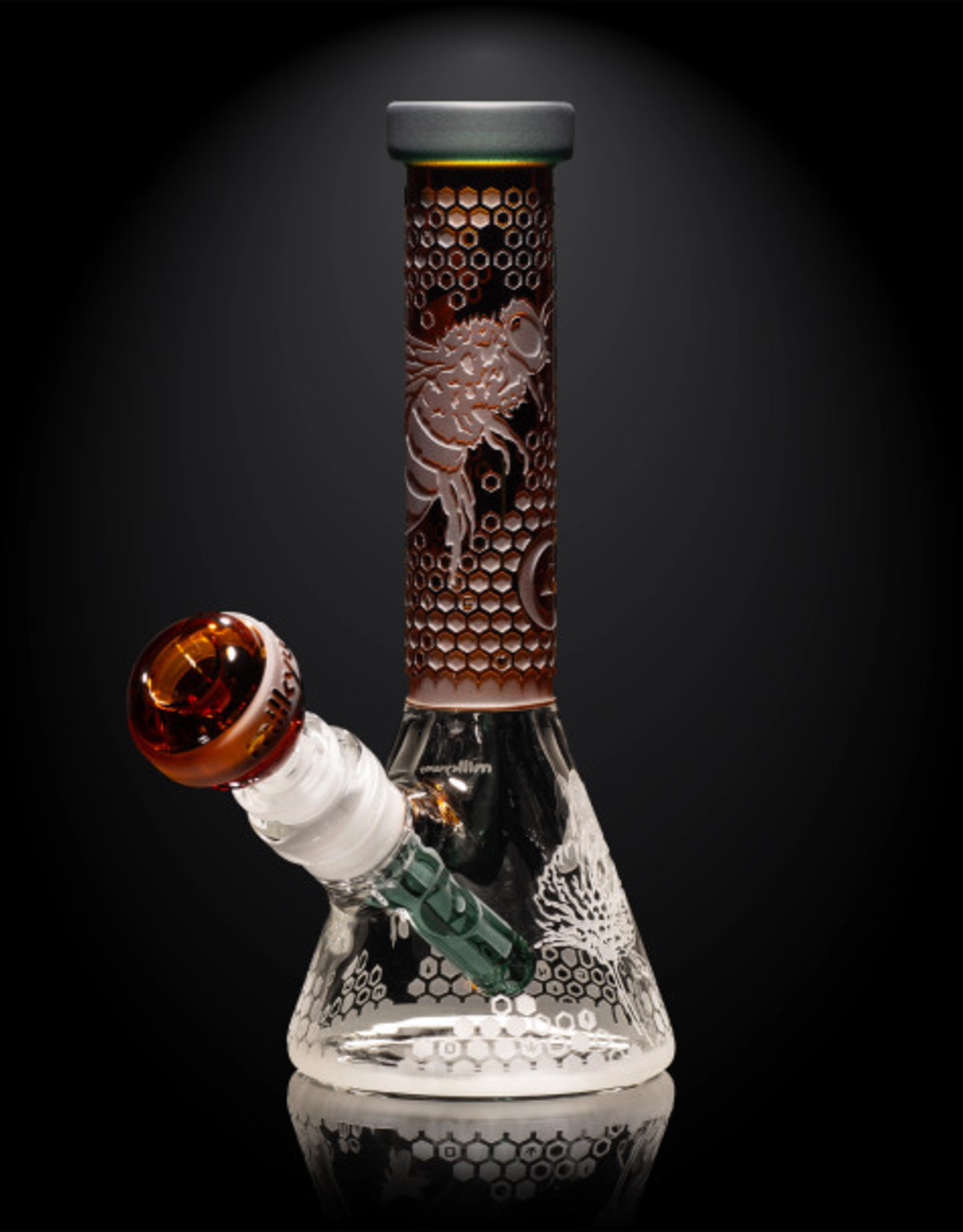 8" Tiny Apiary Mini Beaker 8" by Milkyway - Amber/Teal