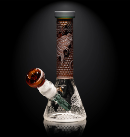 8" Tiny Apiary Mini Beaker 8" by Milkyway - Amber/Teal