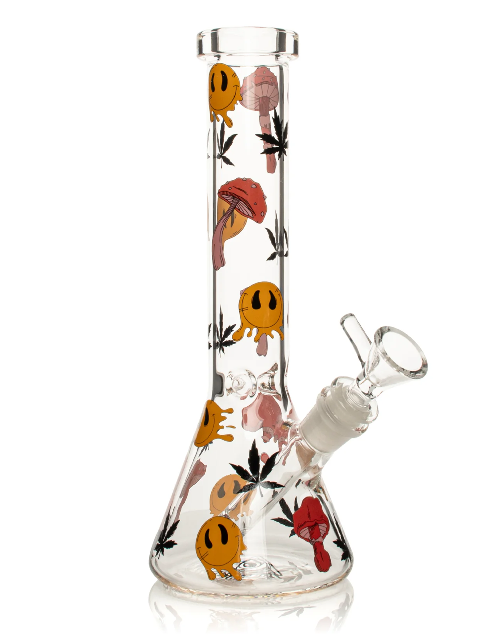Red Eye Glass 10" Smiley Shrooms Beaker by Red Eye Glass