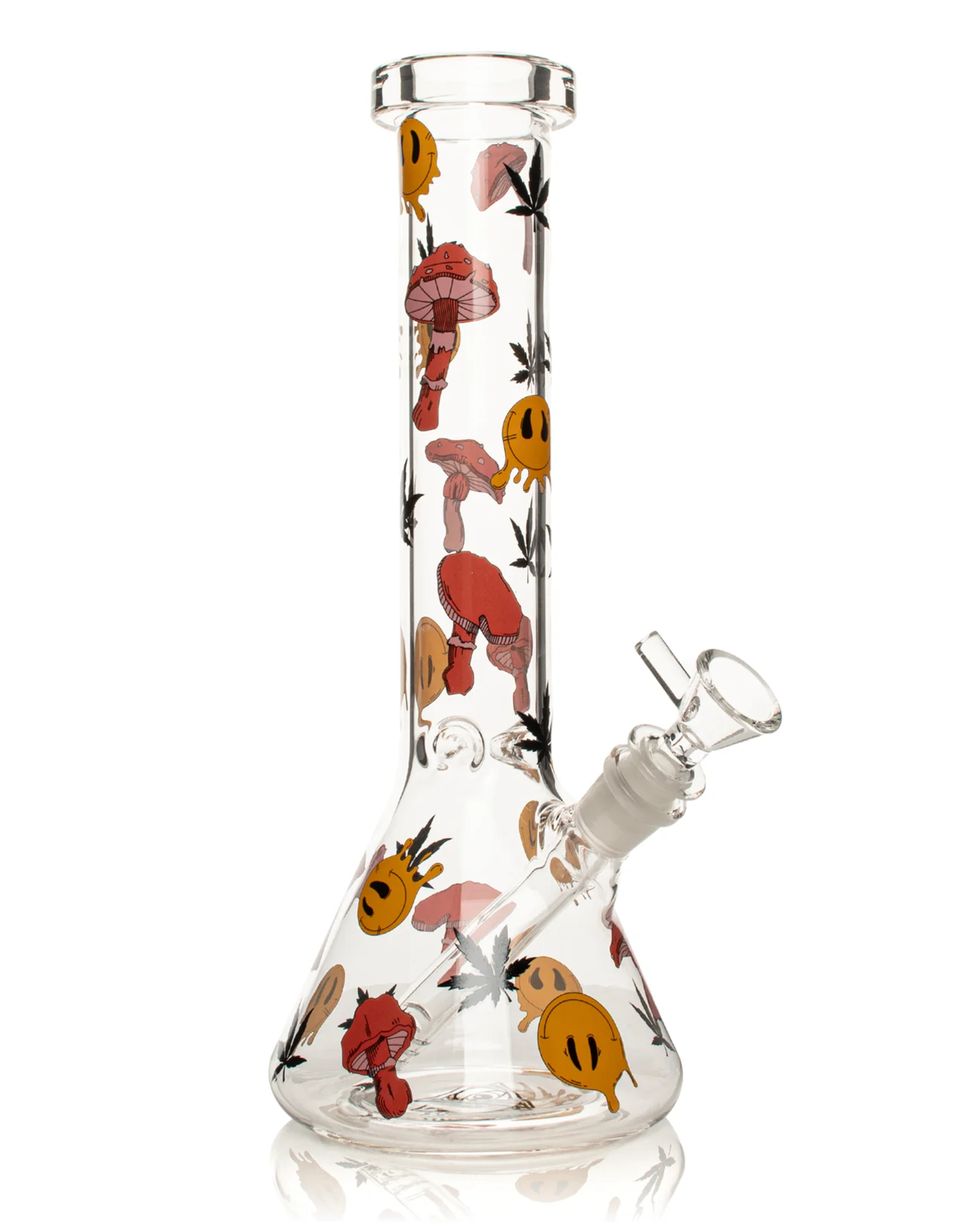 Red Eye Glass 12" Smiley Shrooms Beaker by Red Eye Glass