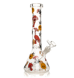 Red Eye Glass 12" Smiley Shrooms Beaker by Red Eye Glass