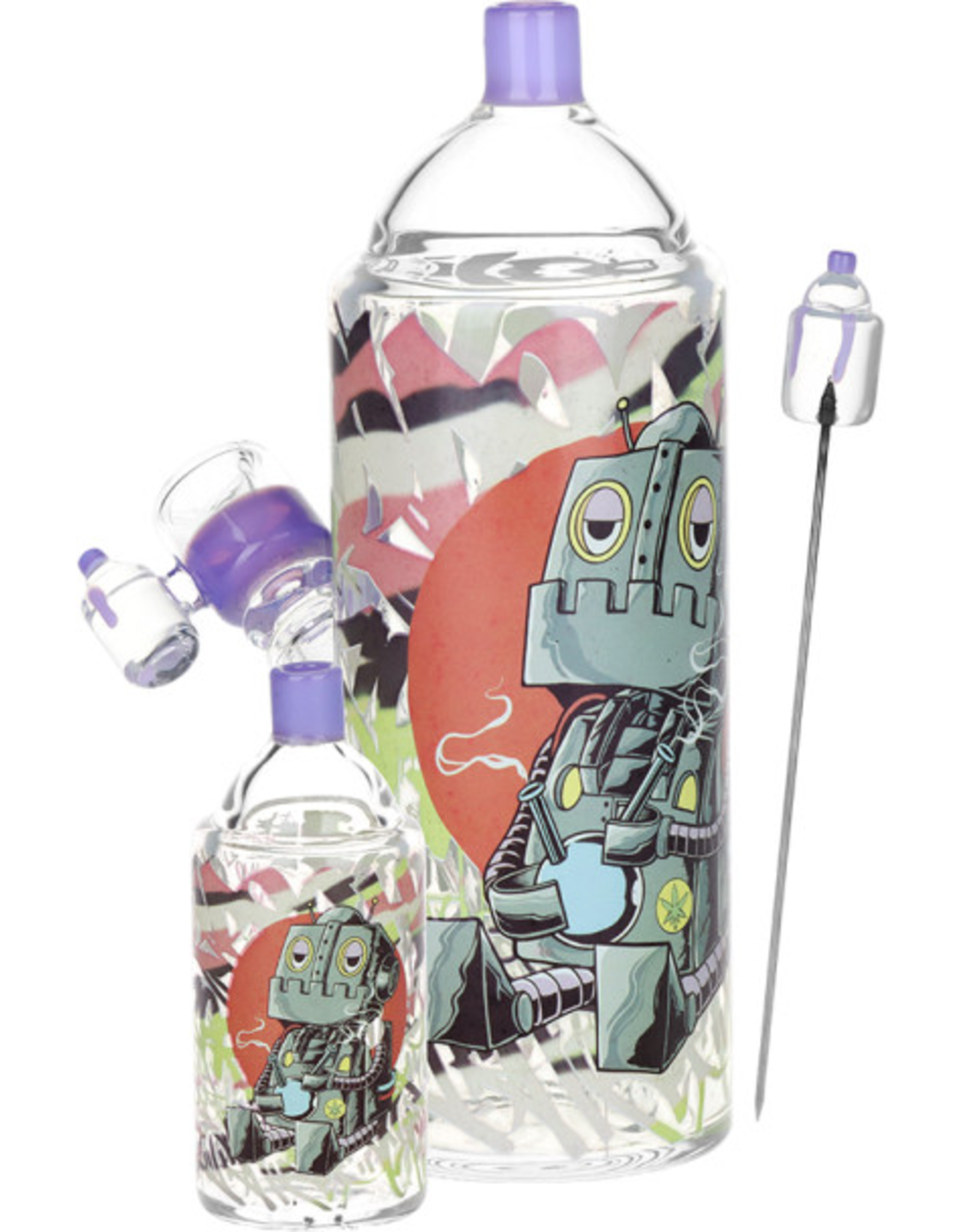 Pulsar 7.5" Dope Bot Spray Paint Glass Water Pipe Set by Pulsar