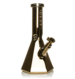 Red Eye Glass 12" 24K Gold Terminator Hex Base Beaker by Red Eye Glass