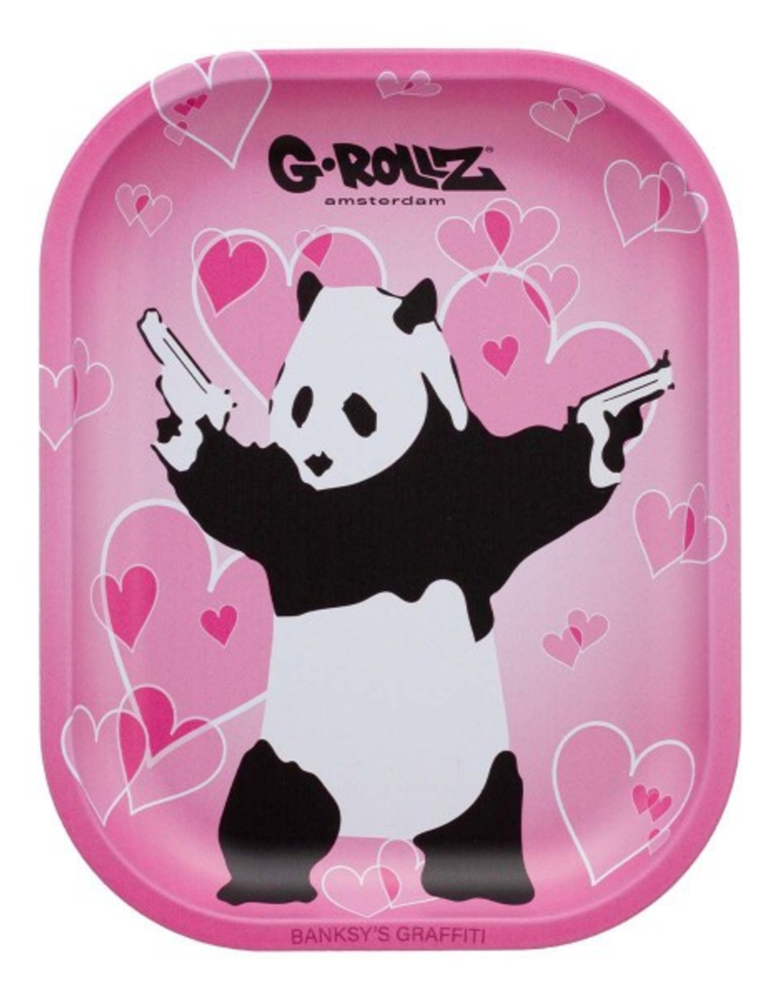 G-Rollz Bansky's Graffiti Panda Gunnin Metal Rolling Tray - Small