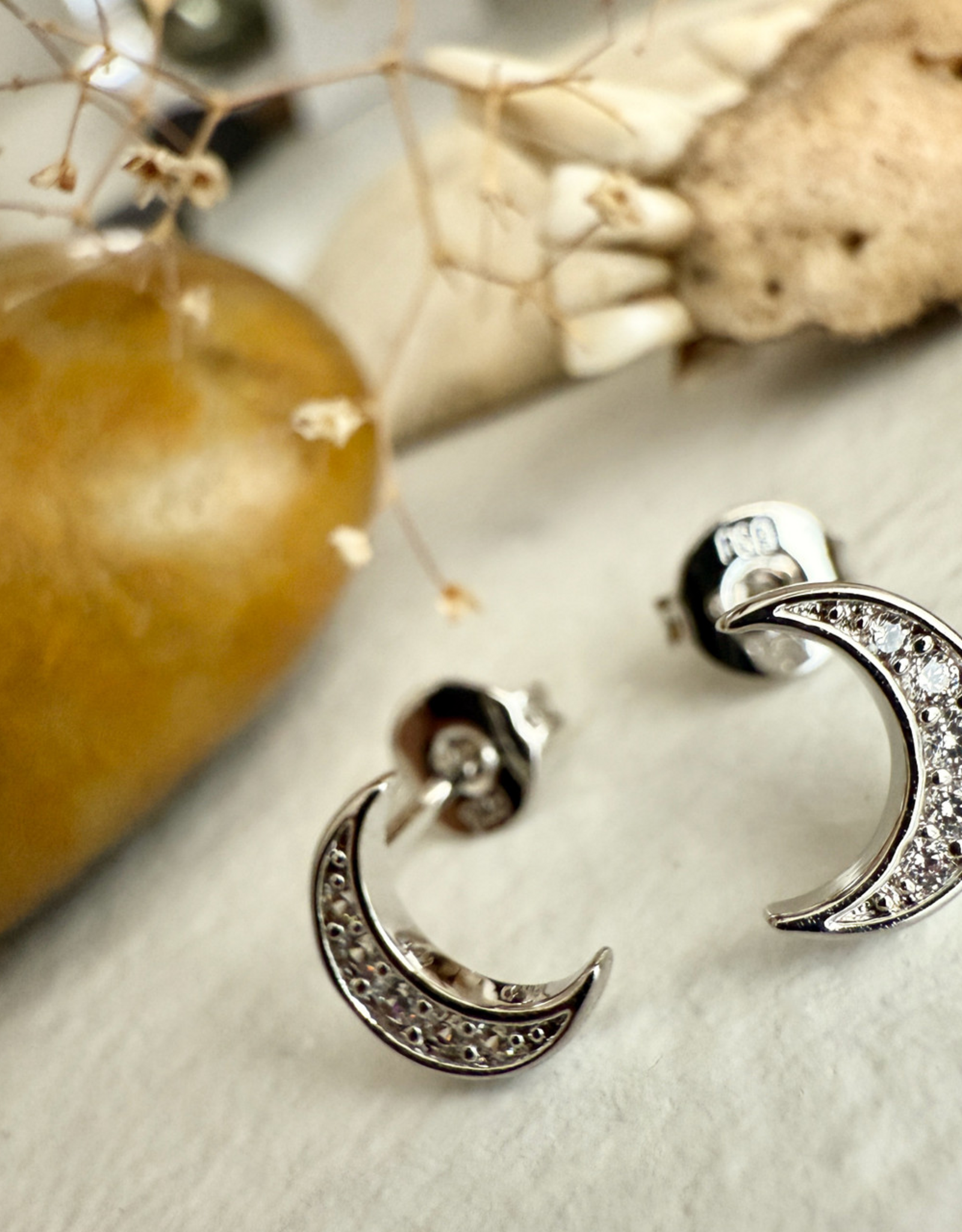 "La Lune" Crescent Moon Stud Earrings