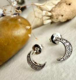"La Lune" Crescent Moon Stud Earrings