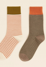 "Cousteau" Striped Crew Socks (2 pack) - Sargasso Palette