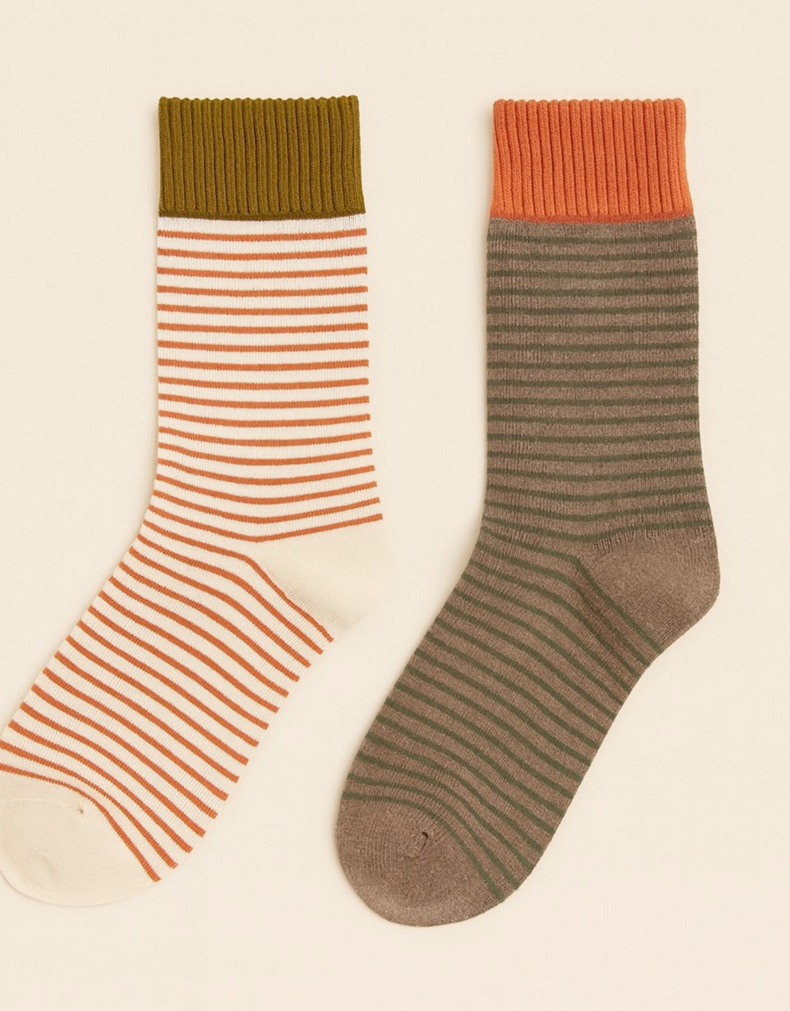 "Cousteau" Striped Crew Socks (2 pack) - Sargasso Palette