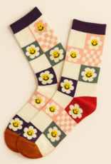 "Don't Worry, Be Happy" Pattern Crew Sock