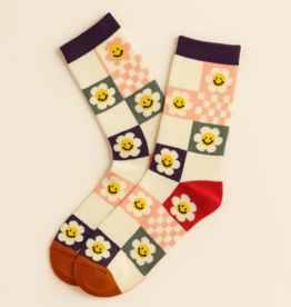 "Don't Worry, Be Happy" Pattern Crew Sock
